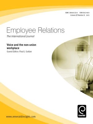 cover image of Employee Relations, Volume 27, Issue 3